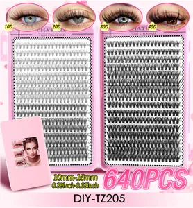 640 clusters DIY eyelash extension set with 10D-40D volume and 10-16mm length options