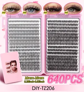640pcs DIY cluster lashes set with mixed lengths 10-16mm and 20D-50D volume density