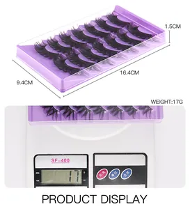Detailed size and weight measurement of the 7-pair pack 3D faux mink eyelash set