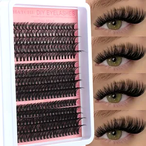 DIY eyelash extension kit with 300 clusters in natural, dense, and thick 10-16mm styles