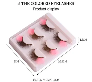 Vue détaillée de 5 paires de faux cils vaporeux rose et noir en imitation vison sur plateau