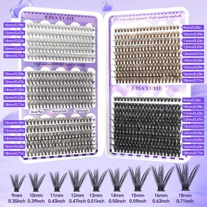 Kit extension ciglia singole nere e marroni con lunghezze assortite da 9mm fino a 18mm