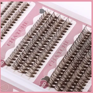 Detail of 40D cluster brown false eyelashes in 10mm to 16mm mixed lengths set