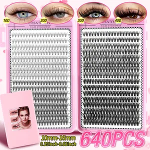 640 PCS DIY cluster lashes kit with 10D-40D volume mix and 10-16mm length lashes