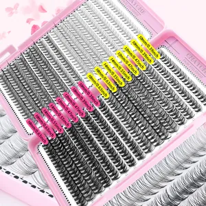 DIY cluster lashes set in pink box featuring mixed 10-16mm natural dense volume lashes