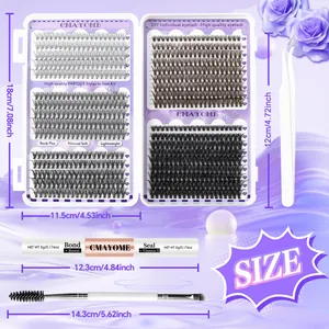 Kit extension ciglia fai-da-te con 484 cluster, colla e pinzetta in design floreale