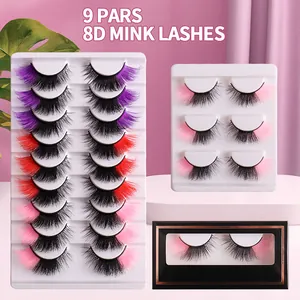 Faux Cils Colorés Oeil de Chat Faux Vison Multicouches Moelleux Ombre Cils Colorés Pour Fête Cosplay Maquillage Femme