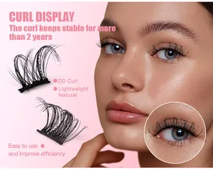 Dettaglio delle ciglia finte segmentate a DD Curl DIY con effetto volume russo professionale