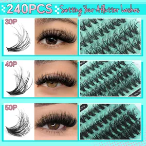 Kit de 240 cils individuels 30P/40P/50P pour une extension de cils naturelle et volumineuse
