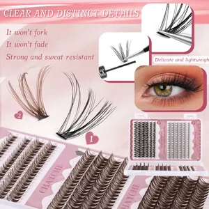 DIY eyelash extension kit with 480 clusters in brown and black for a natural dense look