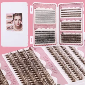 480pcs DIY individual brown lash extension kit with 10D 30D 40D mixed clusters