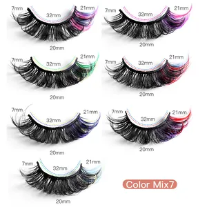 Dramatic 7-pair mixed color faux mink eyelashes with gradient fibers and 21mm length
