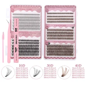 DIY 480 clusters brown and black lash extension kit with glue and tools for natural look