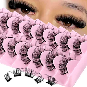 10 paia di ciglia finte russe D-curl DIY per un effetto extension naturale e voluminoso