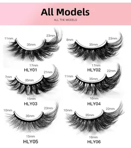 Detailed size chart for fox eye false eyelashes showing lengths from 7mm to 23mm