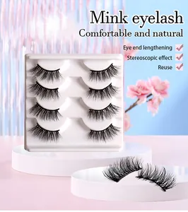Macro detail of natural thick 3D mink eyelashes set with gradient background
