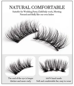 Detail of handmade half-eye false eyelashes with a natural wing for stage and daily wear