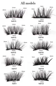 Detailed catalog showing ten styles of natural thick half-eye faux mink eyelashes