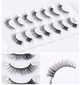 Detailed close-up of thick multi-layered synthetic fiber eyelashes for a natural look