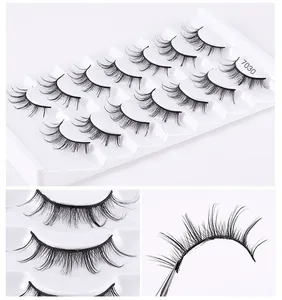 Close-up of dense black synthetic false eyelashes showing curve and 10-pair set details