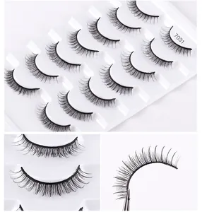 Detail shot of 10 pairs of 3D synthetic false eyelashes with natural volume and curl