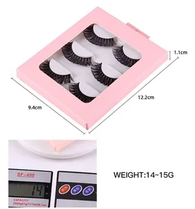 Detailed view of 3 pairs Russian D curl false eyelashes with size and weight measurements