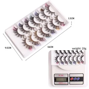 Dramatic cat-eye false lashes 7-pair set with colorful tips in a 16cm storage box