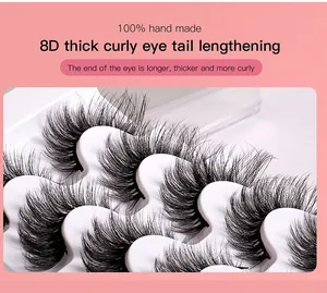 Detail von 8D handgefertigten 5 Paar Fuchsaugen-Wimpern mit dramatischer Verlängerung