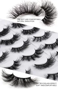 Macro detail of 8D faux mink eyelashes with fluffy texture and natural wispy curl