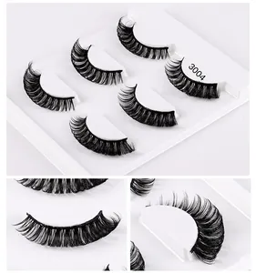 Macro detail of model 3004 dense black false eyelashes with natural Russian D curl effect