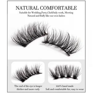Natural thick half-eye faux mink lashes with 100% handmade curled long wing design