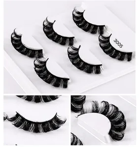 Detailed macro view of 3005 Russian D-curl thick false eyelashes in black fiber