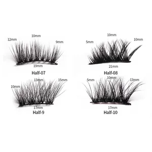 Set of 4 styles 3D faux mink half eyelashes with precise length and width measurements