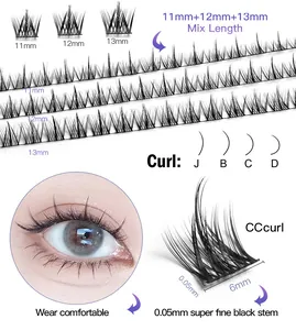 Details zu 0,05 mm feinen Cluster-Wimpern in CC-Curl mit 11 mm bis 13 mm Länge