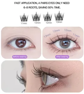 Detailansicht einzelner Wimpernsegmente mit 11-13mm Länge für natürliche Verlängerung
