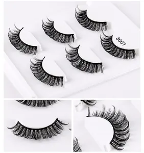 Macro detail of model 3007 dense black false eyelashes with voluminous Russian D curl layers