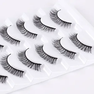 Set of 7 pairs natural thick curly fiber false eyelashes in professional white tray