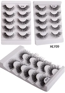 Detailansicht von Modell HLY09 5-Paar Fuchs-Wimpern mit dichtem schwarzem Volumen