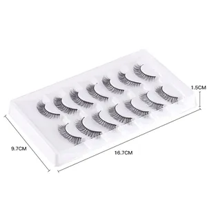 10 pairs of natural fluffy synthetic false eyelashes in 16.7x9.7x1.5cm white tray