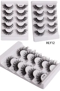 Detaillierte Ansichten von 5 Paar dichten Fox-Style künstlichen Wimpern mit 3D-Effekt