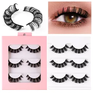 Russian Curl False Eyelashes Thick Crisscross Natural Synthetic Fiber Eyelash Extensions For Women Makeup Party