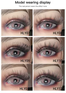 Tragedisplay von sechs verschiedenen dichten und geschwungenen Wimpernstilen