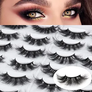 16 pairs of dense 3D faux mink eyelashes with multi-layer cross design for a dramatic look
