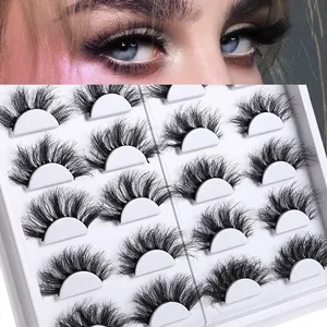 14 pairs of thick faux mink eyelashes set featuring curly and voluminous layered design