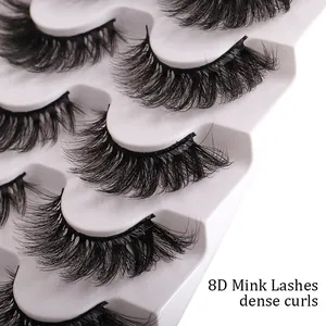 5 Paar 8D Kunstwimpern mit dramatischem Volumen und dichten Locken im Nerz-Stil