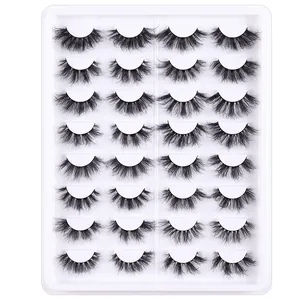 Bulk set of 32 pairs of thick faux mink eyelashes with natural long fluffy volume