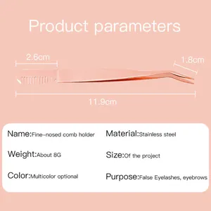 Roségoldene Wimpernpinzette aus Edelstahl mit Kamm für falsche Wimpern, 11,9 cm Länge
