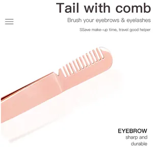 Roségoldene Edelstahl-Wimpernzange mit integriertem Kammende für präzises Augen-Make-up