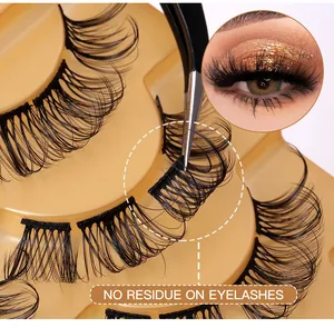 Macro detail of D-curl segmented eyelashes showing easy removal without residue