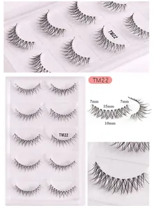 Macro detail of TM22 false eyelashes with transparent base and 7-10mm length specs